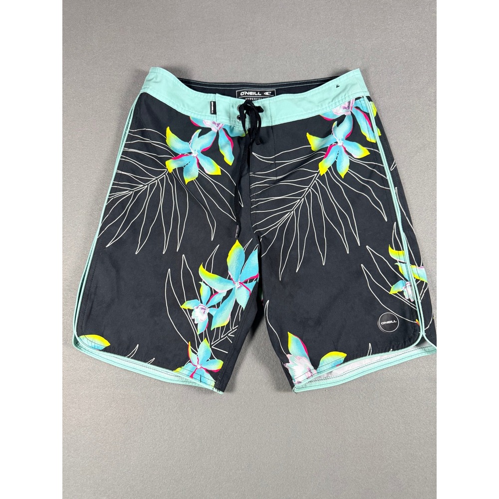 O'Neill‎ Mens Hyperfreak Board Shorts 28 Black Floral Tropical Recycled Stretch